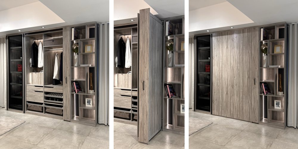 Folding pocket doors system